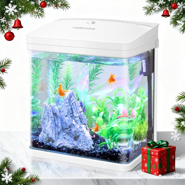 Detalle de Nobleza Nano acquario da 7 litri in vetro e plastica con LED e filtro interno incluso (bianco)