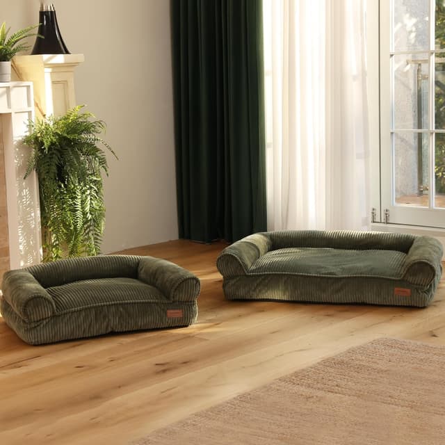 Thumbnail 6 de FUKUMARU Katzensofa-Bett aus Cord mit waschbarem Bezug (72 x 52 x 22 cm) – Grün