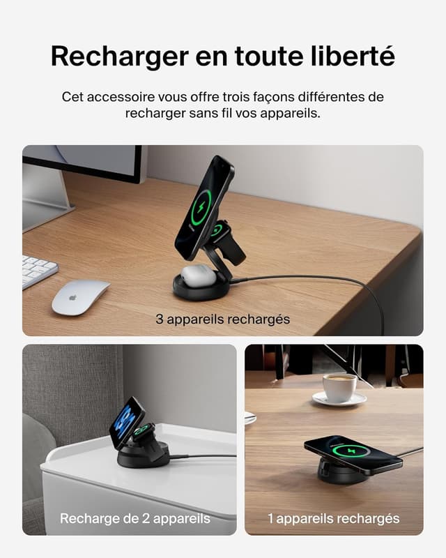 Detalle 1 de Belkin BoostCharge Station 3-en-1 Qi2 15 W