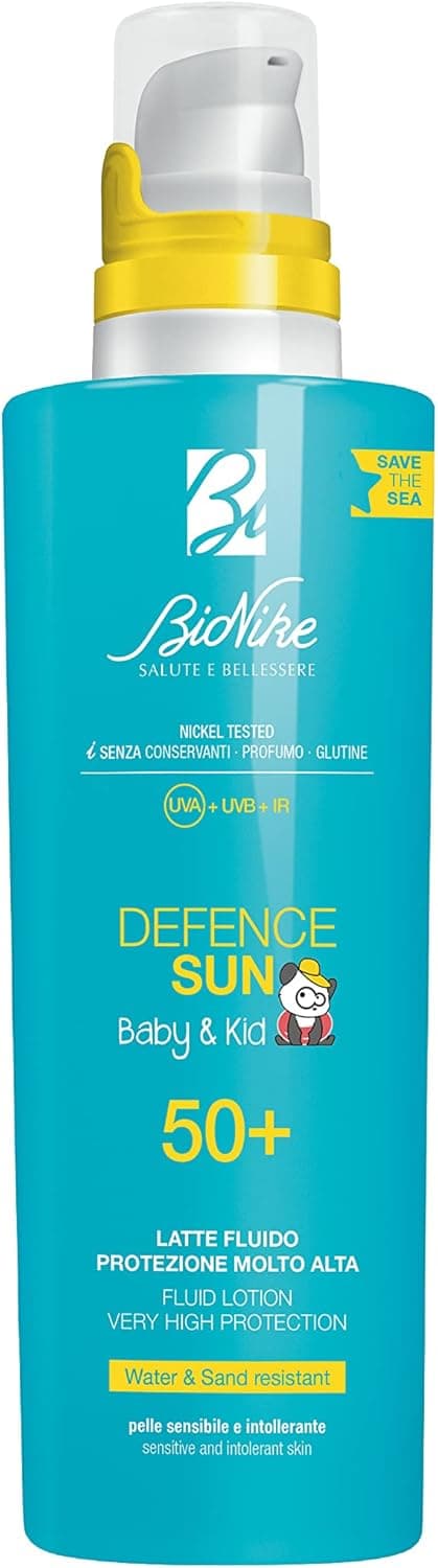 Detalle de Bionike Defence Sun Baby & Kid Latte Solare Fluido protettivo per bambino e neonato, effetto waterproof e anti-sabbia