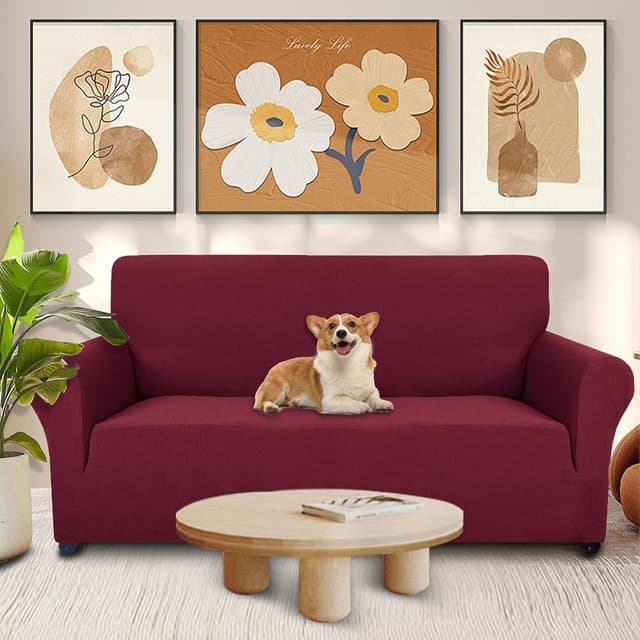 Detalle 2 de Ystyle Copridivano 2 posti con braccioli elasticizzato antigraffio per gatti Bordeaux