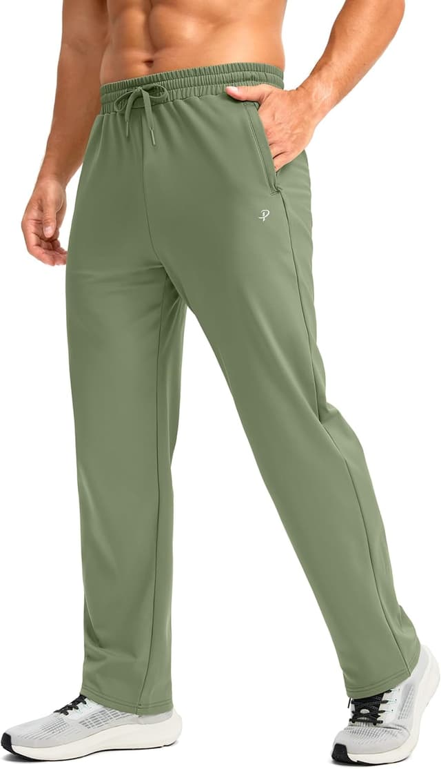 Detalle 2 de Pudolla Men's Fleece Lined Sweatpants with Zipper Pockets