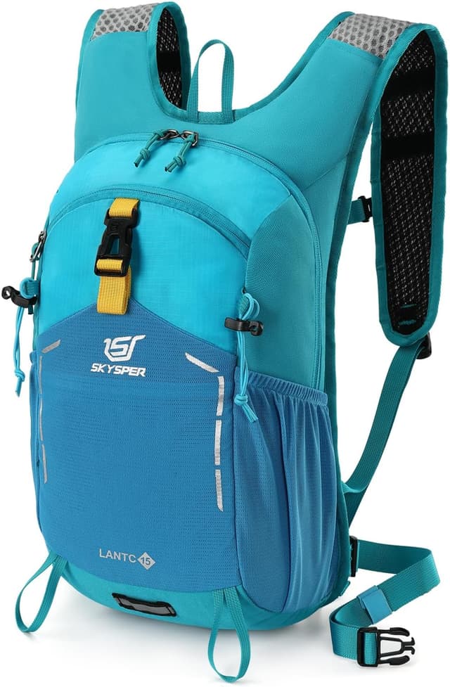 Detalle de SKYSPER Wanderrucksack 15L für Herren – leichter Tagesrucksack für Wandern, Ausflüge und Reisen (Hellblau)