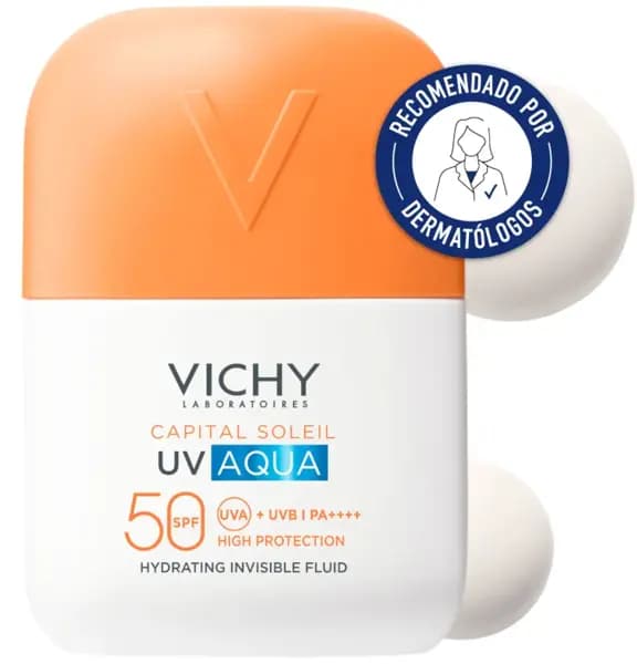 Detalle 2 de Vichy UV Aqua Fluido Hidratante Invisible SPF50 (2x50 ml) para rostro