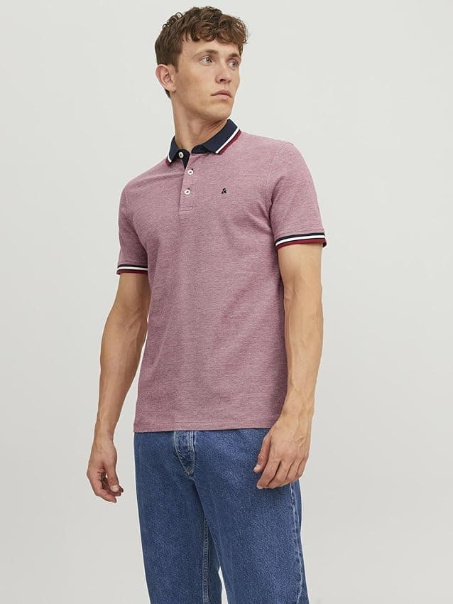 Detalle de JACK & JONES Jjepaulos Polo hombre talla L rojo 🌟