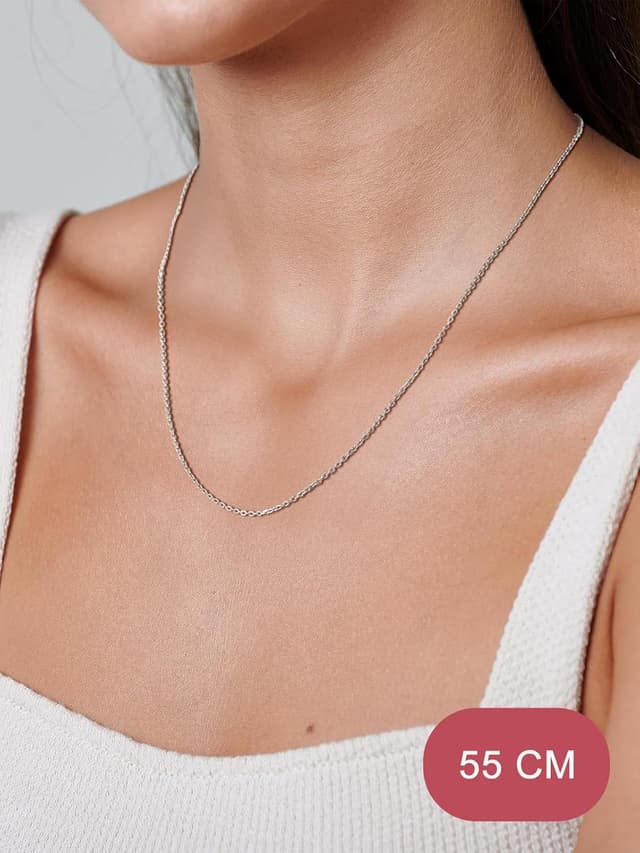 Detalle de FOCALOOK Collana uomo/donna con catena sottile da 2 mm in acciaio inox 316L (ricambio per pendente)