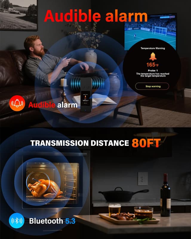 Thumbnail 3 de Bluetooth Wireless Meat Thermometer with App, 800ft Range