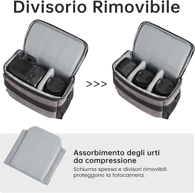 Detalle de S-ZONE DSLR/SLR borsa fotografica in tela impermeabile con tracolla e supporto per treppiede