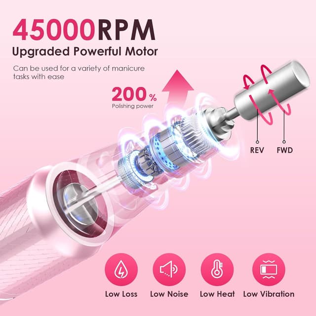 Detalle 2 de HELIVIVE Nail Drill 45000 RPM ๐