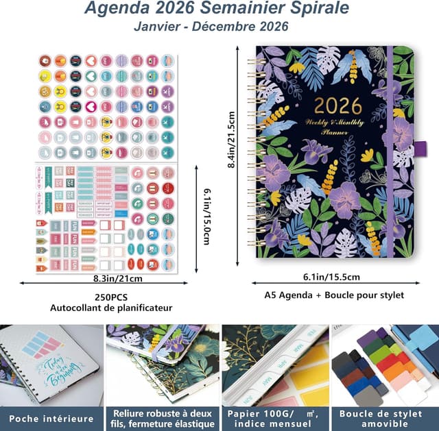 Detalle 2 de NEYSA Agenda 2026 A5 semainier 12 mois