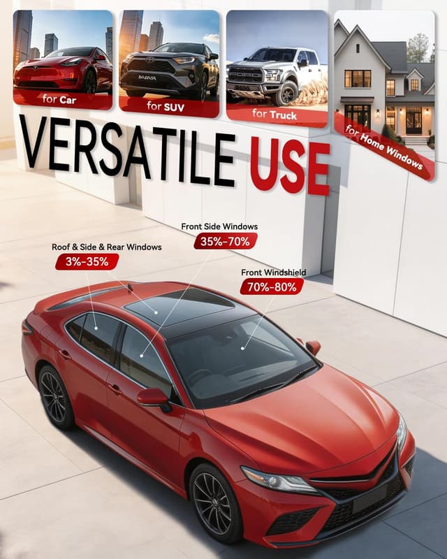 Detalle de IAQWE 35% VLT Ceramic Car Window Tint Film (20" x 20ft) — High Heat & UV Block Privacy Tint, Black