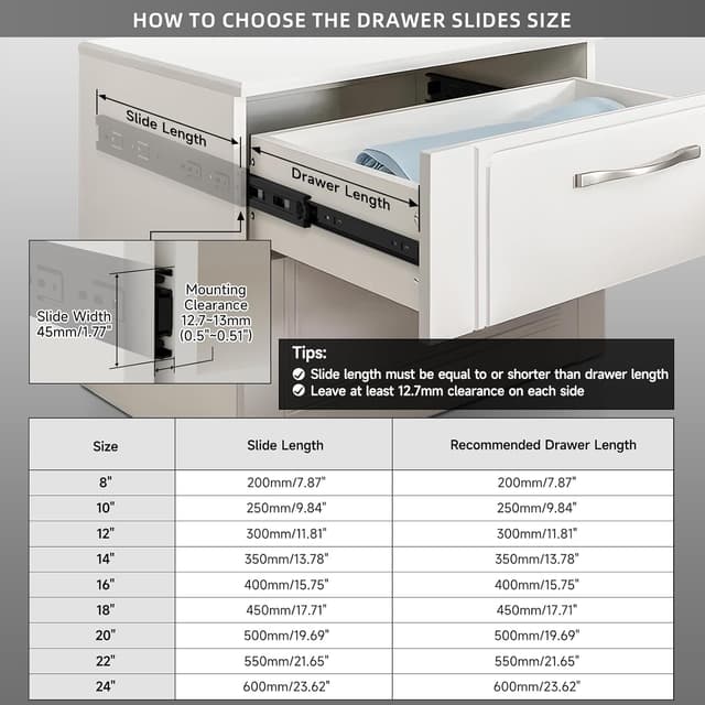 Detalle 2 de AOLISHENG Drawer Runners 300mm 45kg load capacity 🛠