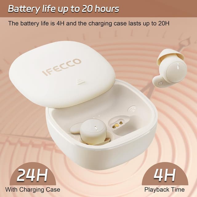 Detalle de IFECCO Schlafkopfhörer für Seitenschläfer Bluetooth 6.0 (Mini In-Ear) mit IPX6