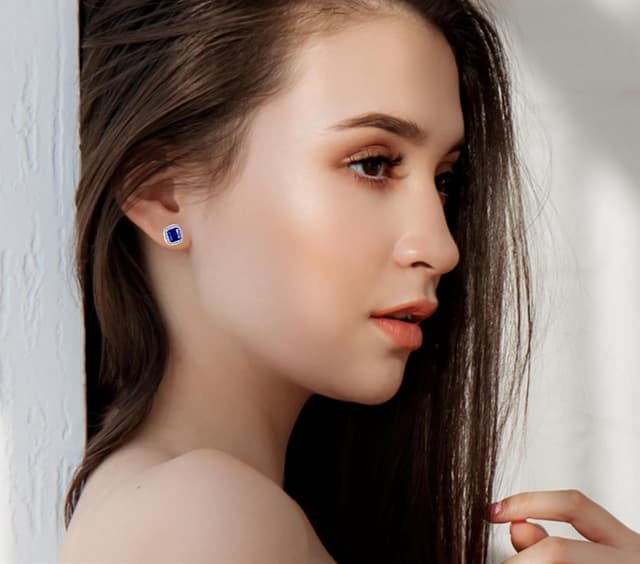 Thumbnail 3 de VONSSY Gemstone Stud Earrings 5A cubic zirconia