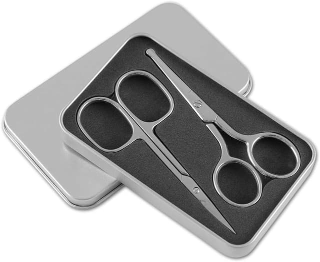 Detalle de LIVINGO Professional Small Ear & Nose Hair Scissors (Curved, Safety Rounded Tip) – 2 Pack