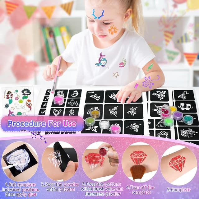 Thumbnail 2 de Glitzer Tattoo Set Gigmeta 18 Farben