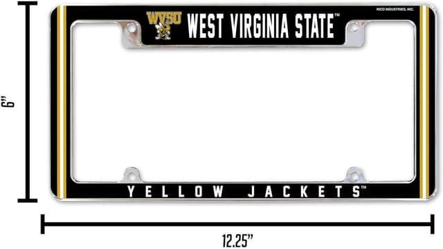 Detalle de Rico Industries NCAA Standard 12" x 6" Chrome All Over License Plate Frame (V-W-X-Y Schools)