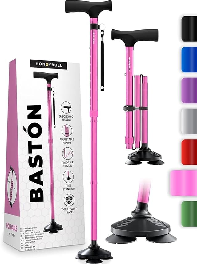 Imagen de HONEYBULL Bastón Ajustable Plegable para Personas Mayores 🦯 en OfertitasTOP