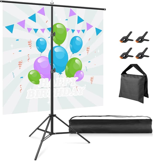 Detalle de T Shaped Backdrop Stand 1.5x2m with Clips – Portable Adjustable Photo & Party Background Holder