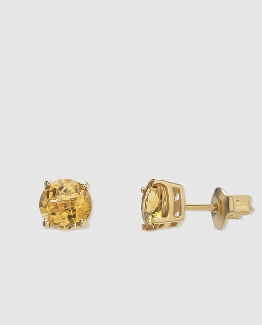 Detalle de Black & White Pendientes de oro con citrino 💍