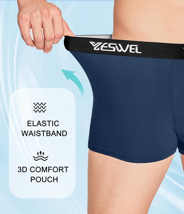 Detalle 2 de YESWEL Bamboo Boxers for Men (No Itchy Labels) – Breathable Bamboo Trunks Multipack