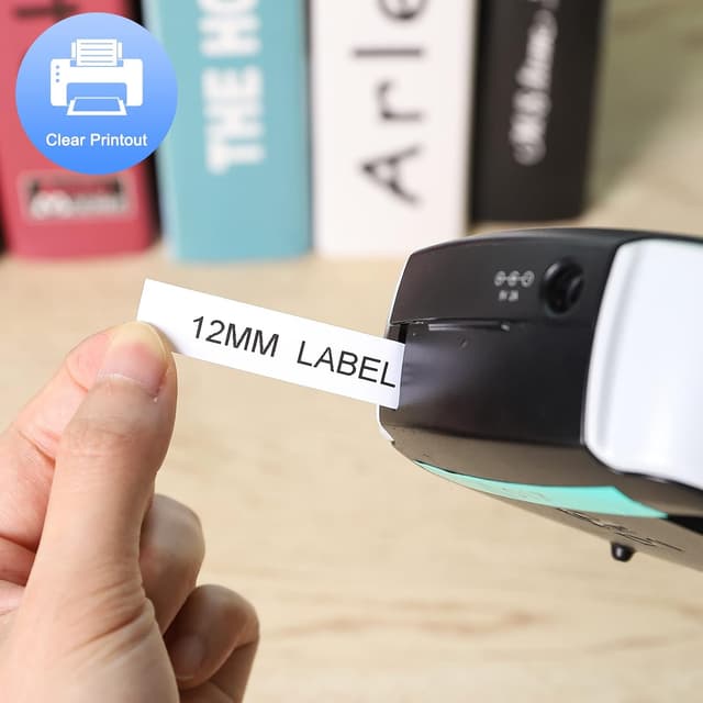 Detalle 2 de 6er-Set Upwinning Dymo D1 Etikettenband 12 mm x 7 m weiß (kompatibel, A45013/45013)