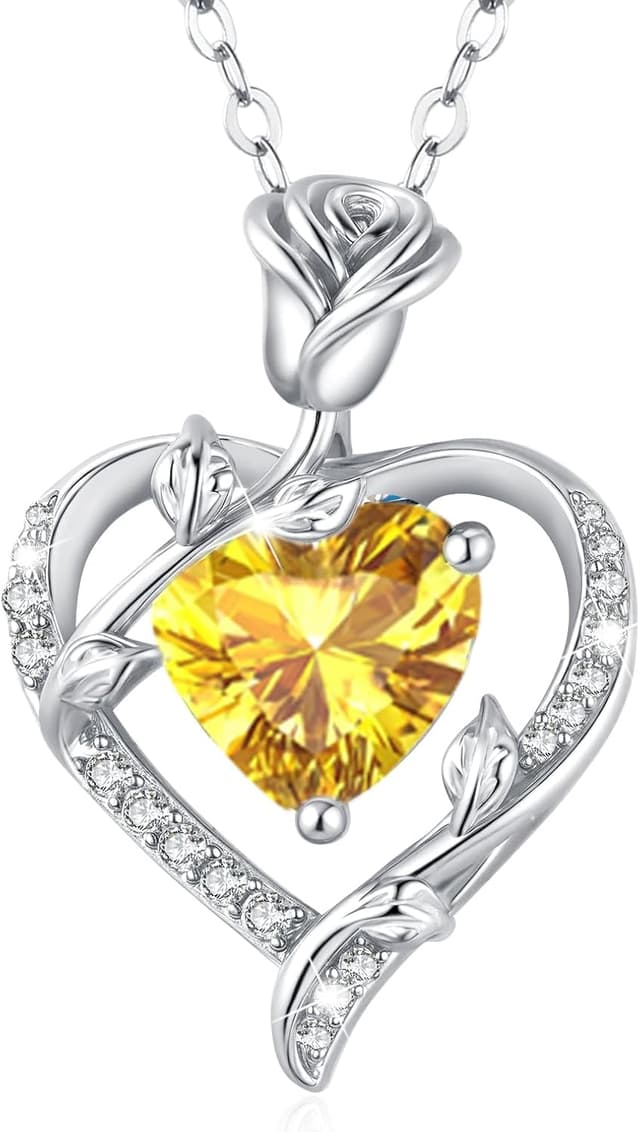 Detalle de Collier cœur en argent 925 MISUMOR avec rose et zirconia 5A