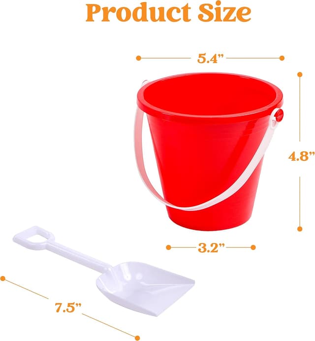 Detalle 2 de Sloosh 12 Sets Sand Buckets with Shovels for Kids (24-piece beach pail & spade set)