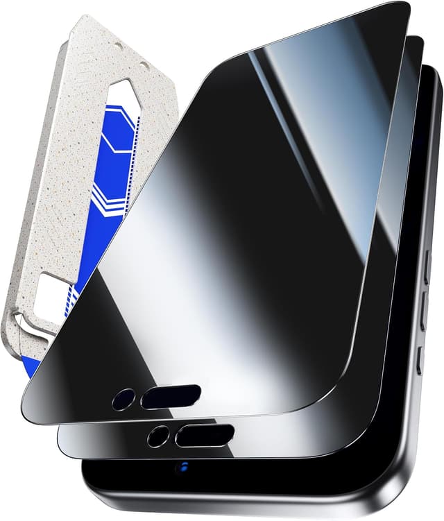 Detalle de Hoerrye Privacy-Schutzfolie für iPhone Air (Panzerglas, 9H+), Sichtschutz 25° – 2 Stück, mit Einbau-Case