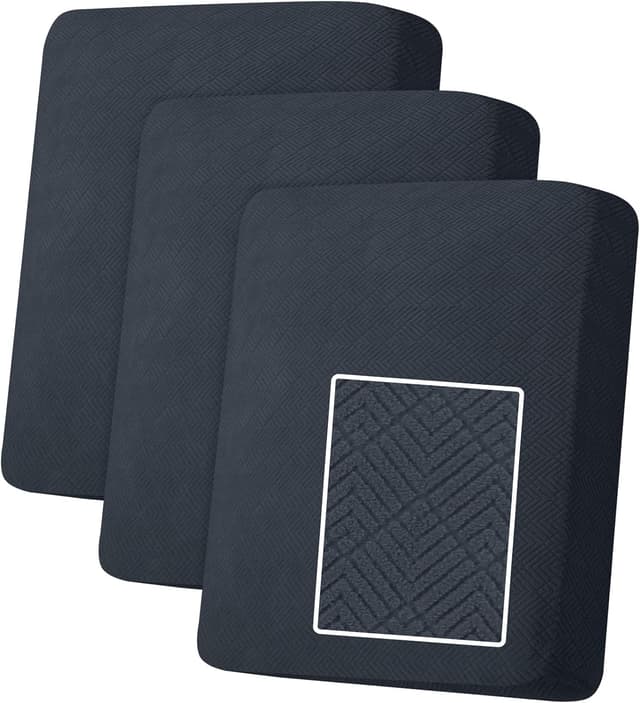 Detalle de YSTELLAA Copriseduta Divano Elasticizzato 1 posto (3 pezzi) antiscivolo, grigio scuro