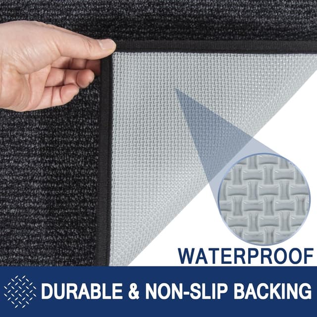 Detalle de FCSDETAIL Dirt Trapper Indoor Door Mat 60 x 90 cm – Machine washable non-slip entrance rug