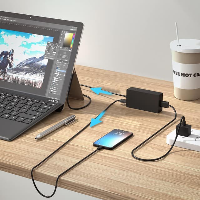 Detalle 2 de YBRUZRUB 65W Surface Pro Charger (Compatible with Surface Pro, Surface Laptop, Surface Go & More)