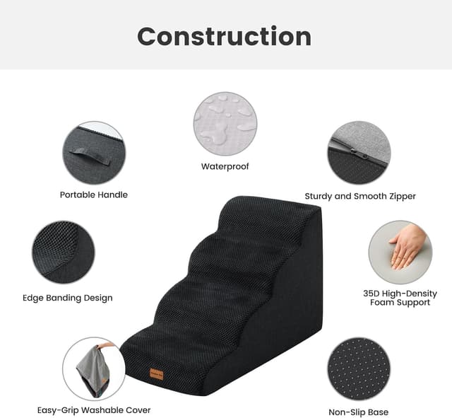 Detalle de Gardner Pet Scala per Cani Piccoli 50 cm, 4 gradini: rampina in schiuma antiscivolo e impermeabile