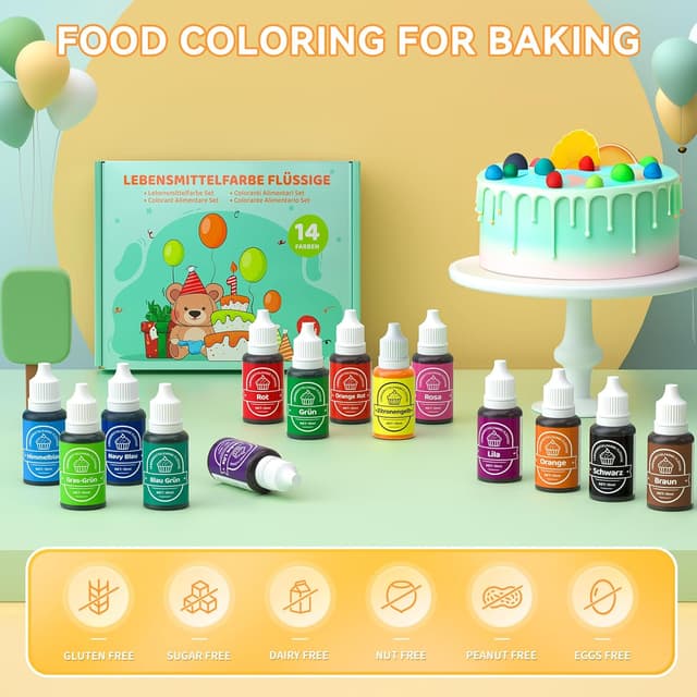 Thumbnail 5 de Wwtop Lebensmittelfarbe 14 Farben x 10ml 🎨
