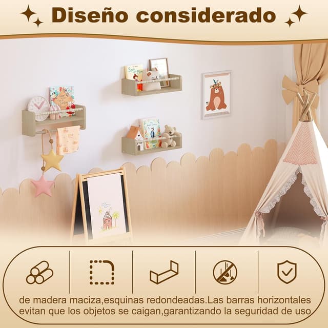 Thumbnail 6 de WOLTU Estantes Flotantes para Niños 📚 Juego de 3