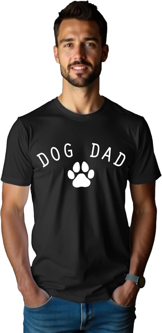 Thumbnail 6 de Qskall Dog Dad T-Shirt for Men with “DOG DAD” Paw Print (Funny Dogfather Tee)