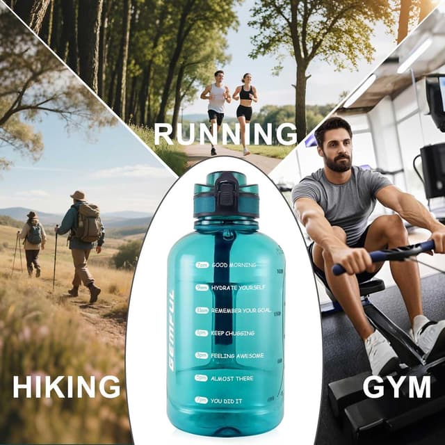 Thumbnail 6 de GEMFUL Motivational Water Bottle 2L, BPA Free