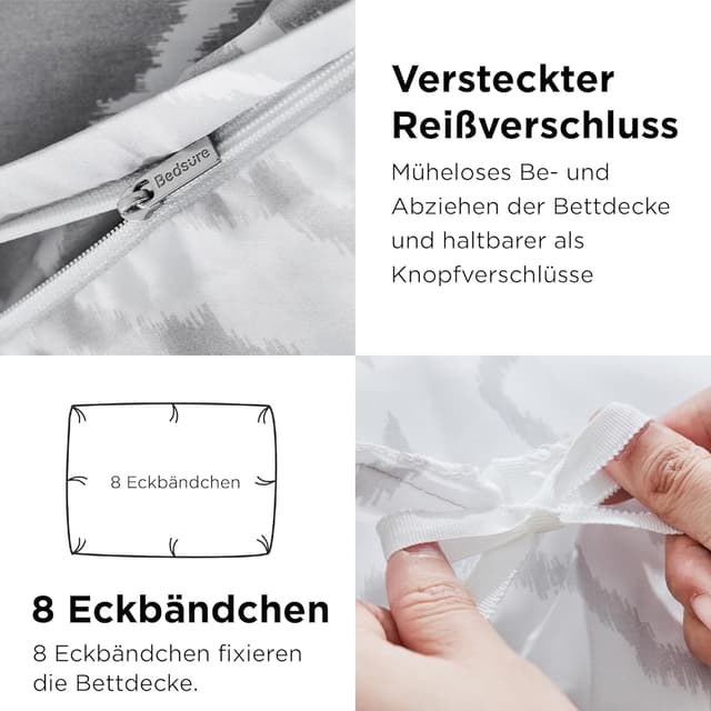 Detalle 2 de BEDSURE Bettwäsche 135x200 mit Reißverschluss