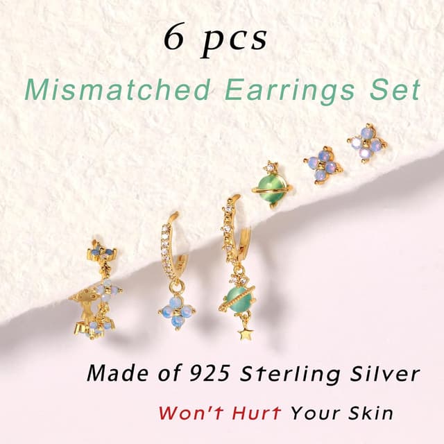 Detalle 2 de BodyBonita 3 Paar Ohrringe Silber 925 Set fĂĽr Damen đź’Ť