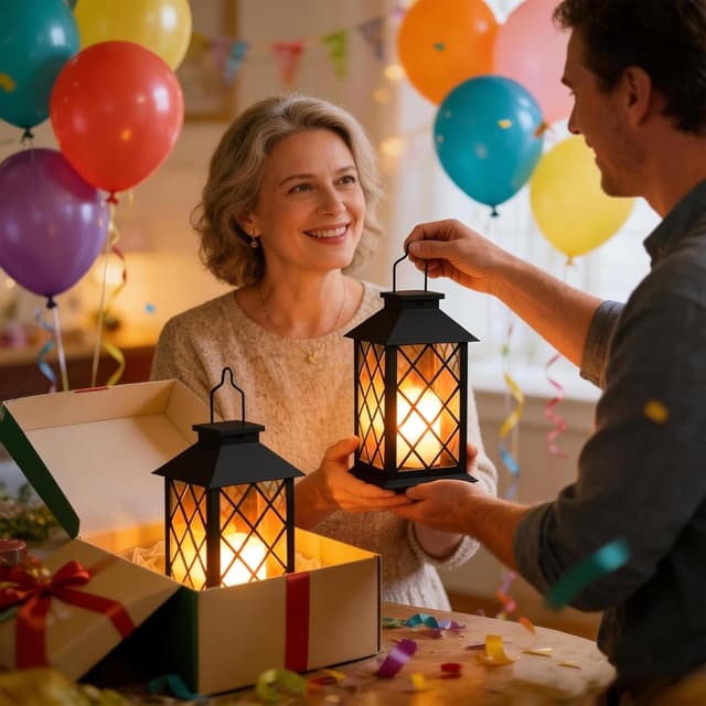 Thumbnail 6 de Joycome Outdoor Lanterns Solar Garden Lanterns (2 Pack) in Black with Flickering LED Candles