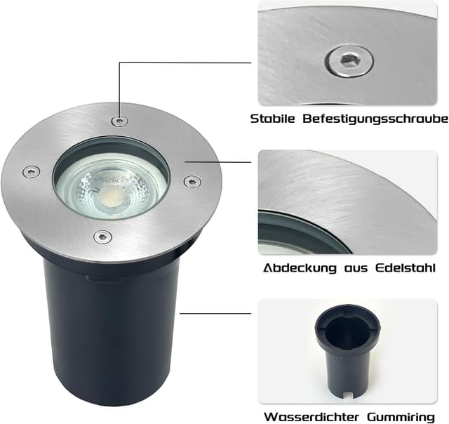 Thumbnail 2 de JNR 3 Stück 12V Edelstahl Bodenstrahler Außen 3×4W