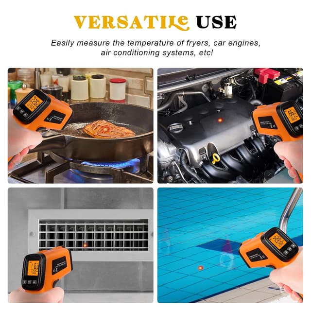 Detalle de GLOSKIN Termometro Laser a infrarossi per cucina con display LCD retroilluminato