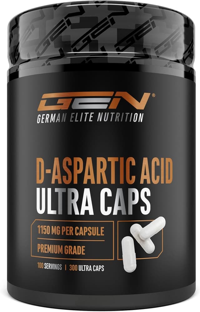 Detalle de D-Acide Aspartique DAA Ultra Caps – 300 gélules dosées à 1150 mg (DAA) – sans additifs indésirables