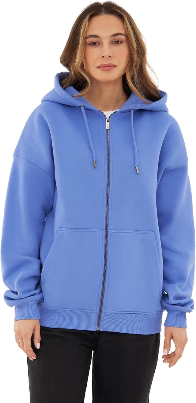 Detalle de Johnny Urban Felpa con zip Caleb unisex oversize con cappuccio in cotone