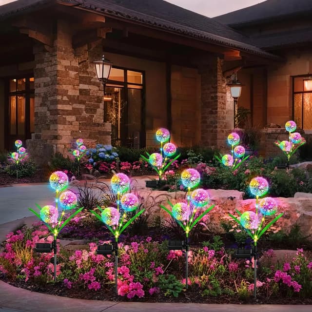 Detalle de Hqynss Hqynss Solar Lights for Outdoor Garden – 2 Pack RGB dandelion LED solar flower lights (IP65)