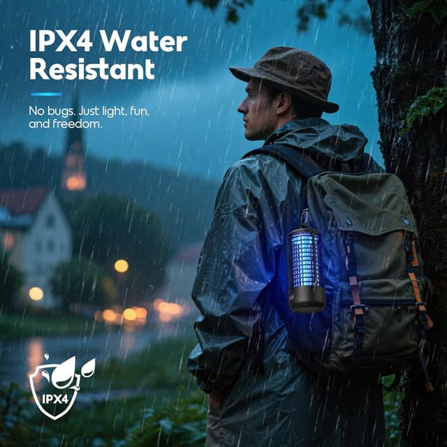 Thumbnail 3 de Dnenellr Lampada Antizanzare elettrica 3000V UV LED sospendibile IPX4 (nero)