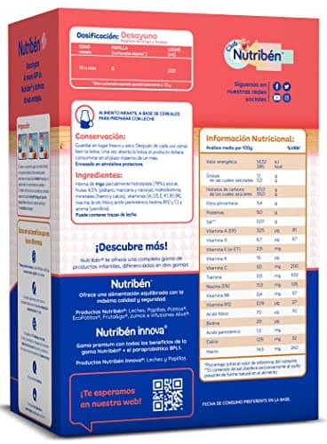 Detalle 2 de Nutribén Papilla de Trigo y Frutas 🍎, 6x750g, Sin Aceite Palma