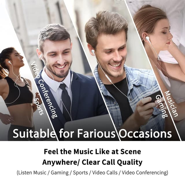 Detalle de Kimwood Wired Earbuds with Microphone (In-Ear, 3.5mm) for iPhone, Android, and Computers