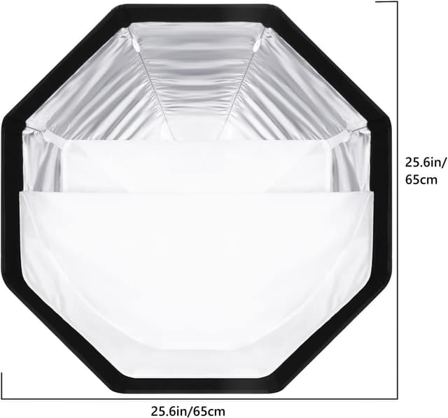 Detalle de NEEWER 26"/65 cm achteckige Softbox mit Schnellverschluss und Bowens-Anschluss – passend für viele Studio-Blitzköpfe