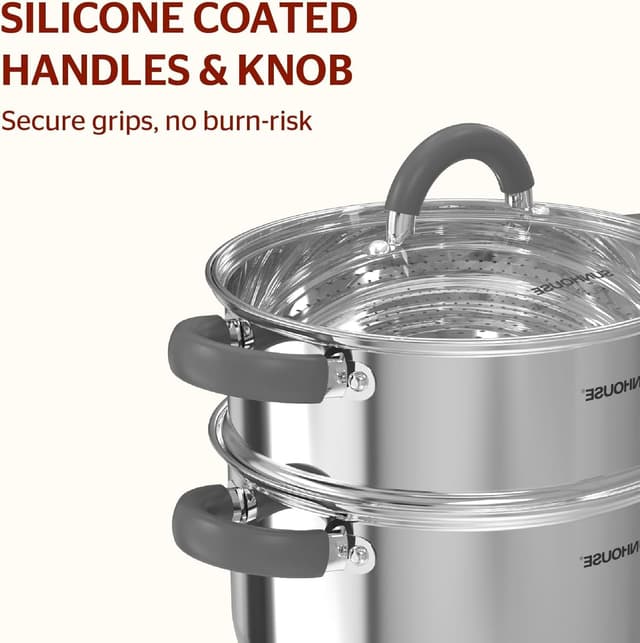 Detalle 2 de SUNHOUSE 3-Quart Steamer Pot for Vegetables 🍲